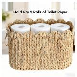 Wicker Toilet Paper Holder with Lid, Organizer Holds 9 Rolls