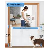Retractable Baby Gate for Doorways & Stairs, 33.6' Tall, 55' Wide