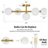 $106 5-Light Bathroom Vanity Light Gold OverMirror G9 MilkGlass Sconce