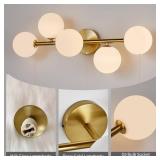 $106 5-Light Bathroom Vanity Light Gold OverMirror G9 MilkGlass Sconce