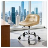 $100 Rolling Stool Chair with Wheels, Adjustable PU Leather Cushion