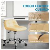 $100 Rolling Stool Chair with Wheels, Adjustable PU Leather Cushion