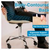 $100 Rolling Stool Chair with Wheels, Adjustable PU Leather Cushion