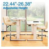 $100 Rolling Stool Chair with Wheels, Adjustable PU Leather Cushion