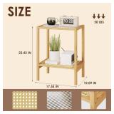 Bamworld Rattan Side Table 2-Tier Storage Night Stand