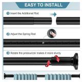 ZOCONE Tension Curtain Rod 51-128In (4.25-10.5Ft), Black