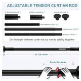 ZOCONE Tension Curtain Rod 51-128In (4.25-10.5Ft), Black