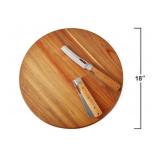 Acacia Wood Lazy Susan Wood Turntable Tray Cabinet Organizer, 18'