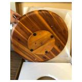 Acacia Wood Lazy Susan Wood Turntable Tray Cabinet Organizer, 18'