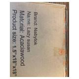 Acacia Wood Lazy Susan Wood Turntable Tray Cabinet Organizer, 18'