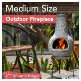 $145 Wiosi Medium Chiminea Outdoor Fireplace Grey Clay 16x16x32 in
