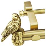1-1/8 in Brushed Gold Curtain Rod, Bird Finials, 36-72 Double