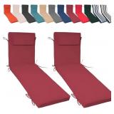 $112 Chaise Lounge Cushions Outdoor Set of 2, 72x21x3, Burgundy
