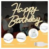 Happy Birthday Neon Signs, Adjustable LED USB Neon Backdrop