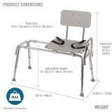 $90 DMI Tub Transfer Bench & Shower Chair, Non-Slip Aluminum, 400 lb