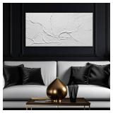 $54 Abstract Canvas Wall Art, 24 x 48 in, White Decor for Living Room