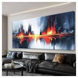 $60 Black Abstract Wall Art 20x39.5 Ready to Hang for Home Decor