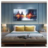 $60 Black Abstract Wall Art 20x39.5 Ready to Hang for Home Decor