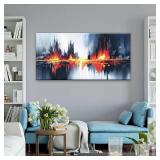 $60 Black Abstract Wall Art 20x39.5 Ready to Hang for Home Decor