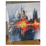 $60 Black Abstract Wall Art 20x39.5 Ready to Hang for Home Decor