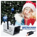 $60 TCFUNDY Snow Machine 1500W Snowflake Maker with Wired Remote