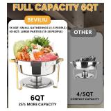 $122 Chafing Dishes for Buffet 4 Pack 6QT Round Stainless Steel Set
