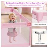 64x64 Sturdy Baby Playpen with Anti-Slip Cups, Pink