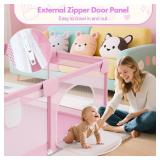 64x64 Sturdy Baby Playpen with Anti-Slip Cups, Pink