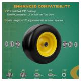 $71 HQPASFY 13x6.50-6 Flat-Free Mower Tire & Wheel Set, 2 Front Tires