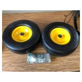 $71 HQPASFY 13x6.50-6 Flat-Free Mower Tire & Wheel Set, 2 Front Tires