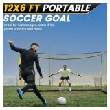 $110 MangoStar Soccer Goal 12x6 ft Portable Collapsible Metal-Base Bag