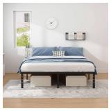$60 Metal Full-Size Bed Frame with Storage No Box Spring, 18 in, Black