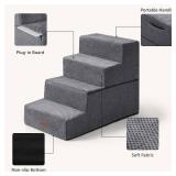 Dog Steps for Bed and Couch, 4-Step Pet Stairs, 18.5' H Grey