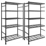 $90 Storage Racks - 2-Pack, 5-Tier Steel Shelving, 33.5x12.6x72, Black