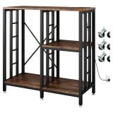 $107 Adjustable Kitchen Bakers Rack with Power Outlet, 4-Tier Cart