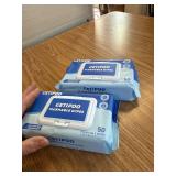 Two packs of 50 count each flushable wipes