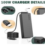 100W USB-C Laptop Charger Universal for Lenovo ThinkPad, Mac, Dell