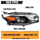 AUTNZE Headlight Assembly Compatible With Chevy Chevrolet Malibu XL (Low) 2016 2017 2018 Halogen Headlamp Replacement Front Light Driver left Side GM2502426 84088430 - Retail: $83