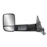 Replacement Driver Left Side Door Towing Mirror Power and Heated Glass with BLIS Turn Signal Light Puddle Light Temperature Sensor Textured Black Back Cover Manual Folding for 2019 to 2024 RAM 1500 - 