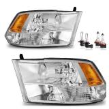 KarSpareHub Headlights with Bulbs for 2009-2018 Dodge Ram 1500, 2010-2018 Dodge Ram 2500/3500 Driver & Passenger Side [ONLY fit Quad-Hole Single Headlight] - Retail: $115