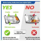 KarSpareHub Headlights with Bulbs for 2009-2018 Dodge Ram 1500, 2010-2018 Dodge Ram 2500/3500 Driver & Passenger Side [ONLY fit Quad-Hole Single Headlight] - Retail: $115