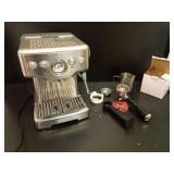 Neretva Espresso Machine, 15 Bar Espresso Coffee Machine with Visible Pressure Guage Professional Espresso Maker with Milk Frother & Stainless Steel for Home Barista Latte and Cappuccino Maker-Silver 