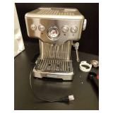 Neretva Espresso Machine, 15 Bar Espresso Coffee Machine with Visible Pressure Guage Professional Espresso Maker with Milk Frother & Stainless Steel for Home Barista Latte and Cappuccino Maker-Silver 