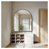 FORBATH Arched Wall Mirror 40\"x48\", Large Arch Bathroom Mirror Black Aluminum Wide Frame for Decor Dresser Mirror for Bedroom Living Room Entryway, Hanging or Leaning Against Wall - Retail: $189