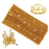 ZXIIXZ Craft Pipe Cleaners, 100pcs Supplies for Home DIY Handmade Arts, Glitter Pipe Cleaners for Festivals DIY Decorations/Glitter Gold - Retail: $13