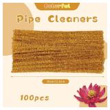 ZXIIXZ Craft Pipe Cleaners, 100pcs Supplies for Home DIY Handmade Arts, Glitter Pipe Cleaners for Festivals DIY Decorations/Glitter Gold - Retail: $13