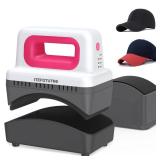 ITEFDTUTNE Hat Press Machine, Mini Hat Heat Press Machine with 4 Heating Levels & Auto-Off, Handheld Cap Easy Press with 3.5\"Ã5.5\" Curved Heat Plate, 2 Press Platens, A Safety Base, Rose Red - Re