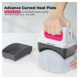 ITEFDTUTNE Hat Press Machine, Mini Hat Heat Press Machine with 4 Heating Levels & Auto-Off, Handheld Cap Easy Press with 3.5\"Ã5.5\" Curved Heat Plate, 2 Press Platens, A Safety Base, Rose Red - Re