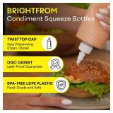 BRIGHTFROM Condiment Squeeze Bottles, 16 OZ Empty Squirt Bottle with Twist Top Cap, Leak Proof - Great for Ketchup, Mustard, Syrup, Sauces, Dressing, Oil, Arts and Crafts, BPA FREE Plastic - 2 PACK - 