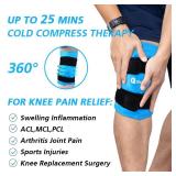 RelaxCoo XXL Knee Ice Pack Wrap Around Entire Knee After Surgery, Reusable Gel Ice Pack for Knee Injuries, Large Ice Pack for Pain Relief, Swelling, Knee Surgery, Sports Injuries, 2 Pack Blue - Retail